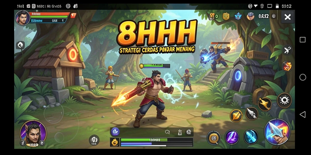 Tampilan menarik dari gameplay strategi dalam 8HHH.