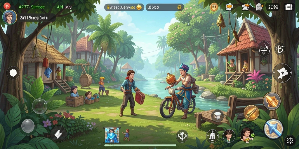 Tangkapan layar gameplay API77 menampilkan interaksi sehari-hari yang mendalam.